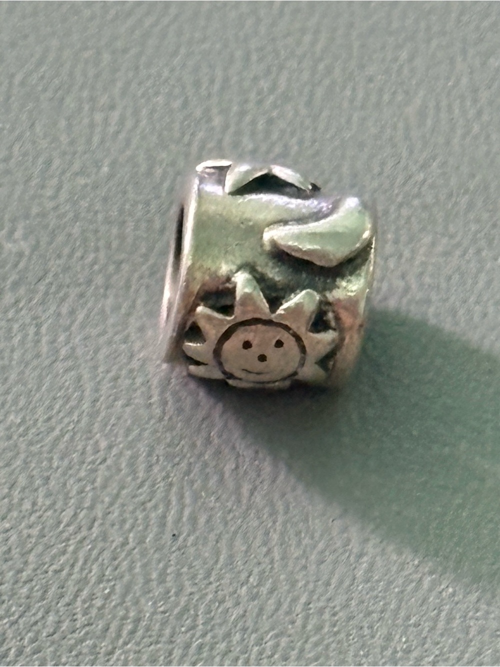 Silver Sun moon star Charm Bead